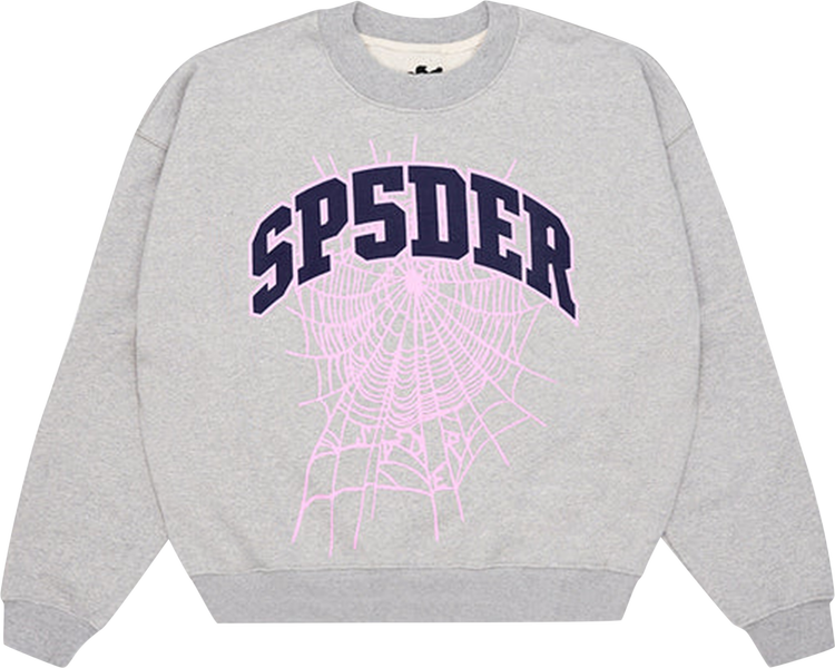 Sp5der Varsity Web Crewneack Heather Grey